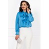 Camasa eleganta bleu texturata cu jabou amplu