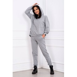 Trening din bumbac Zelia gri cu fermoare