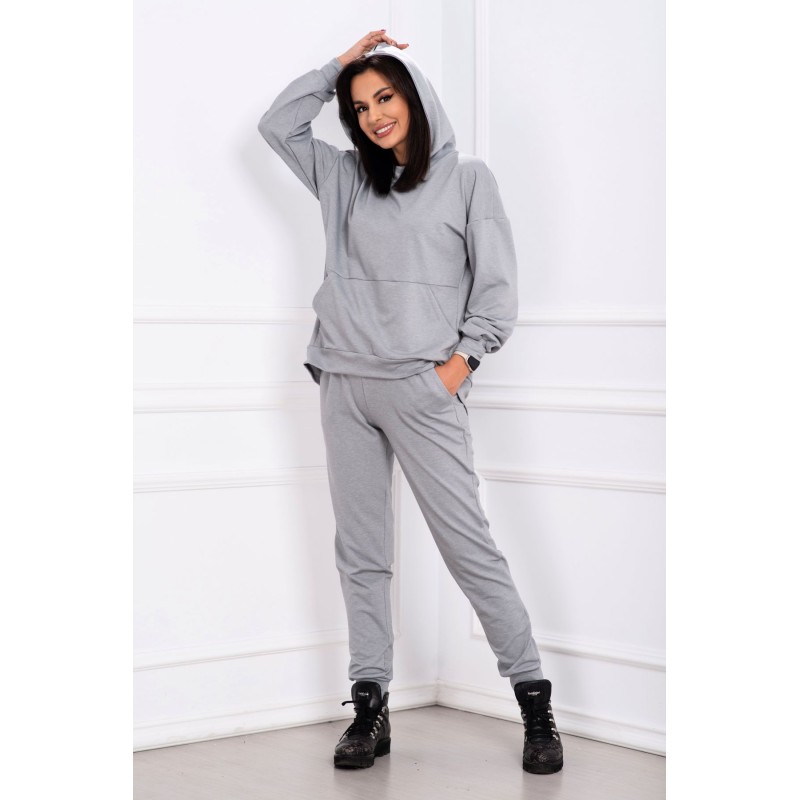 Trening din bumbac Zelia gri cu fermoare