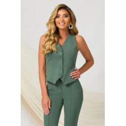 Vesta Pretty Girl office cambrata verde prafuit cu decolteu in V