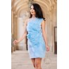 Rochie scurta de ocazie bleu Rosalia cu floare maxi din organza