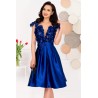Rochie de ocazie eleganta albastra in clos Liana cu flori 3D