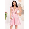Rochie de ocazie eleganta roz in clos Liana cu flori 3D