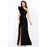 Rochie eleganta neagra Amanda din jacquard creponat