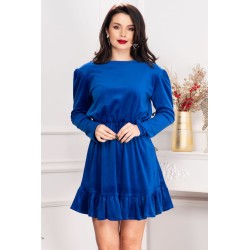 Rochie dama Cherry din catifea albastru royal cu volanas