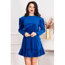 Rochie dama Cherry din catifea albastru royal cu volanas