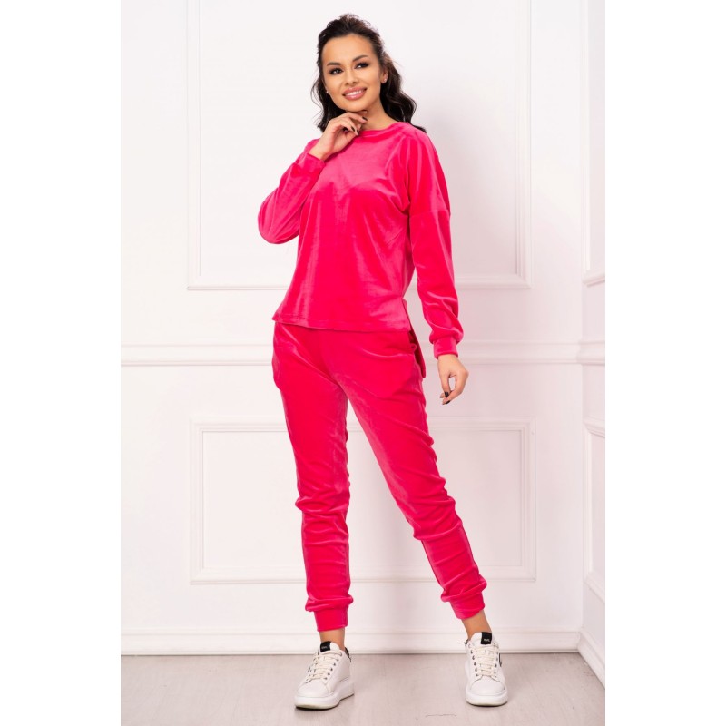 Trening asimetric din catifea Marina fucsia