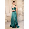 Rochie eleganta lunga Yennifer verde cu crapatura pe picior