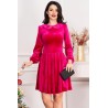 Rochie fucsia din catifea Fiolla in clos cu guler
