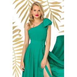 Bluza eleganta Pretty Girl verde cu volanas la umar