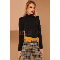 Helanca neagra Pretty Girl cu brosa si fundita la gat