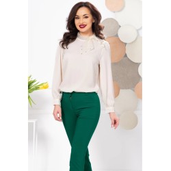 Bluza dama eleganta din voal crem cu guler din organza