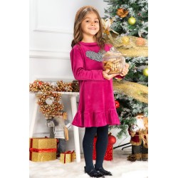 Rochie fetita Alma mov din catifea cu inima din paiete