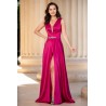 Rochie din tafta Ophelia fucsia lunga