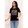 Tricou chic negru Top Final cu strassuri si lant decorativ