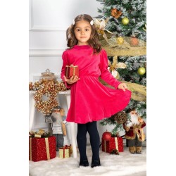 Rochie fetita din catifea fucsia Fiolla in clos cu guler