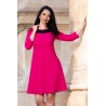 Rochie de ocazie fucsia evazata cu colier din margele negre