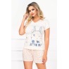 Pijama de dama din doua piese cu imprimeu floral si iepuras