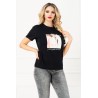 Tricou negru Charmant cu aplicatii perlute