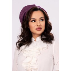 Bereta Paris mov din tricot cu pietre decorative