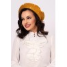 Bereta chic mustar cu buline din tricot fin