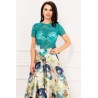 Bluza turquoise din dantela cu insertii de fir irizant