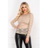 Bluza crem din dantela cu insertii de fir irizant