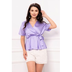 Bluza casual lila cu anchior si funda in talie