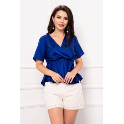 Bluza albastru royal cu anchior si funda in talie