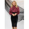 Bluza eleganta Pretty Girl rosie cu esarfa detasabila si imprimeu leopard