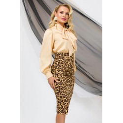 Bluza eleganta Pretty Girl bej cu esarfa detasabila