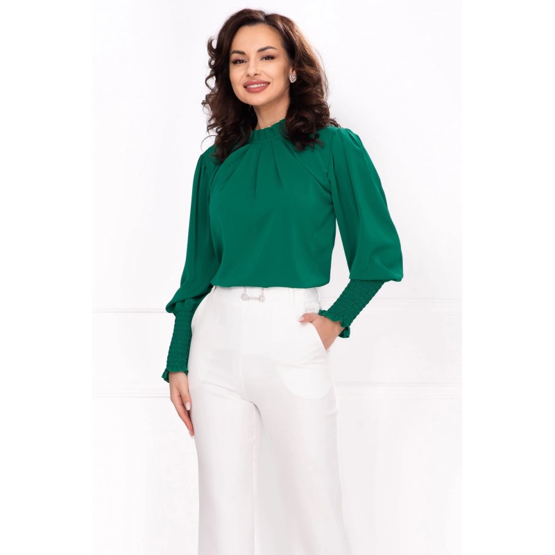 Bluza eleganta verde cu mansete elastice