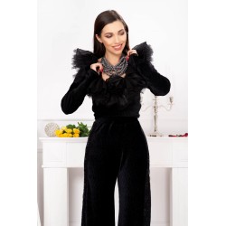 Bluza de ocazie cu volane din organza si colier