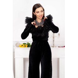 Bluza de ocazie cu volane din organza si colier