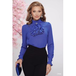 Bluza eleganta albastru royal cu glitter si jabou amplu