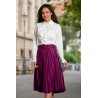 Bluza alba InPuff din jakard satinata cu jabou