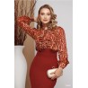 Bluza dama eleganta din voal bordo cu animal print si jabou