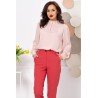 Bluza dama eleganta rose cu fronseuri si guler accesorizat cu strassuri