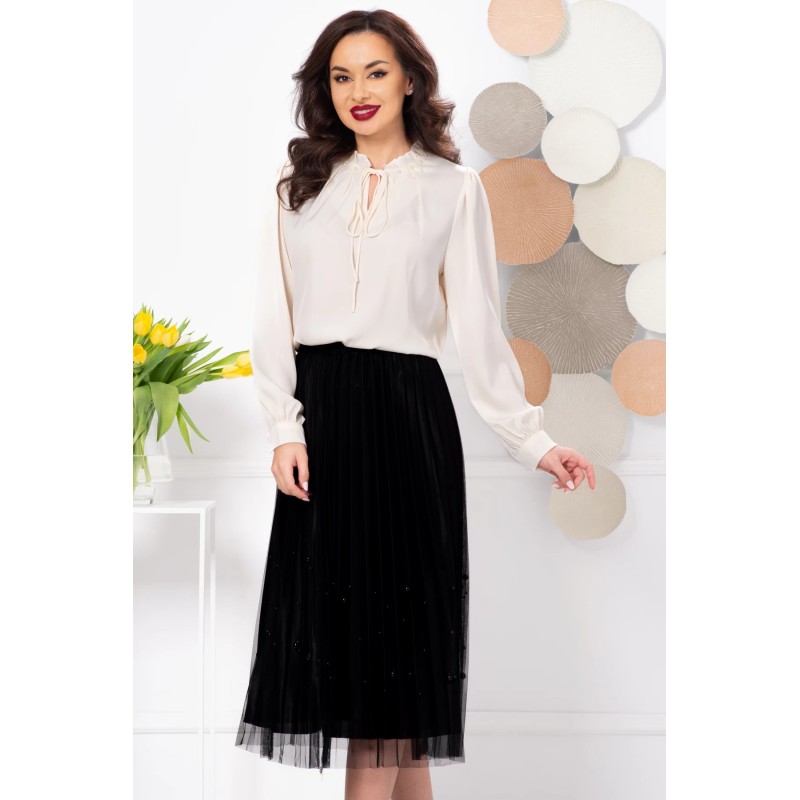 Bluza dama eleganta crem cu fluturi pe guler