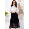 Bluza dama eleganta gri cu guler tip esarfa din dantela