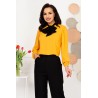 Bluza eleganta galbena din voal InPuff cu guler tip esarfa