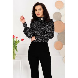 Bluza dama eleganta neagra InPuff cu buline albe