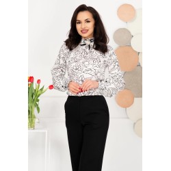 Bluza dama eleganta InPuff alba cu flori de nufar