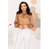 Bluza dama eleganta InPuff maro cu flori de nufar