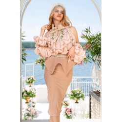 Brau elegant nude cu perle cusute manual