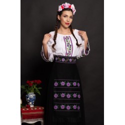 Brau dama traditional Lioara cu motive florale mov