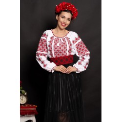 Brau traditional rosu Matilda cu simbolul rombului