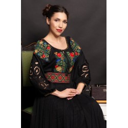 Brau traditional dama Matilda cu broderie in romb