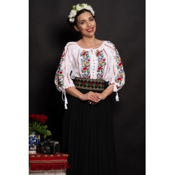 Brau dama traditional Lucia cu motive populare brodate