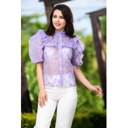 Camasa din organza lila brodata